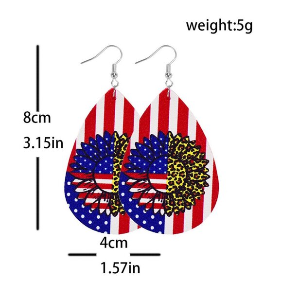 American Flag Tear Drop Earrings - Picture 2 of 2